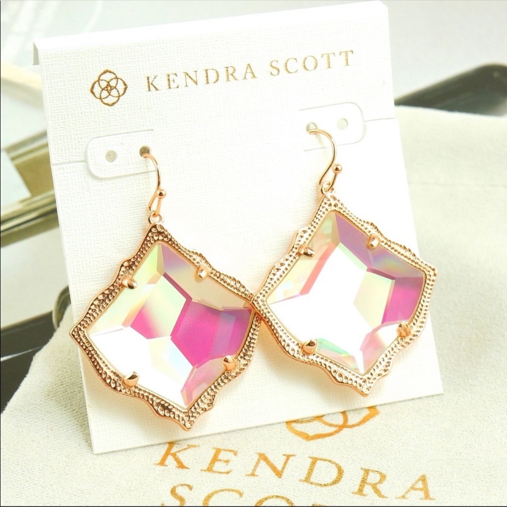 Kendra Scott Kirsten Dichroic Earrings Rose Gold NWT and Dustbag